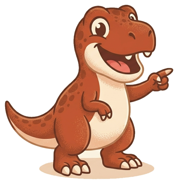 Taskasaurus mascot pointing at the app